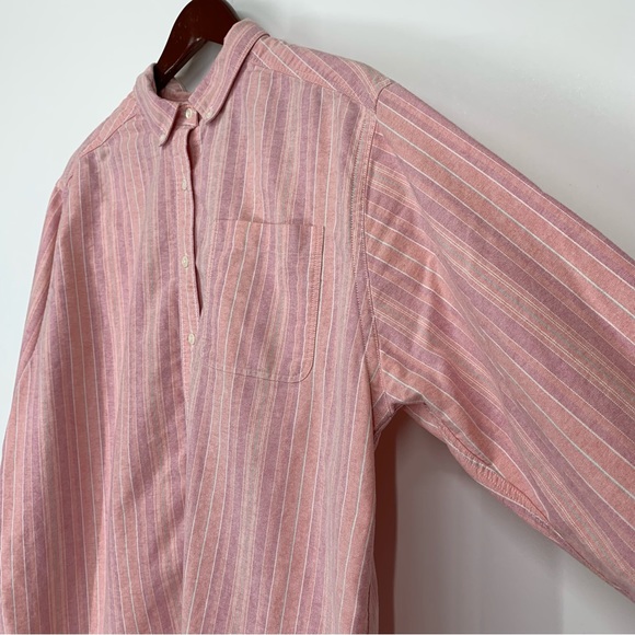 L.L. Bean Pink Blue Striped Long Sleeve Button Down Shirt Semi Casual Size Large - Picture 5 of 16